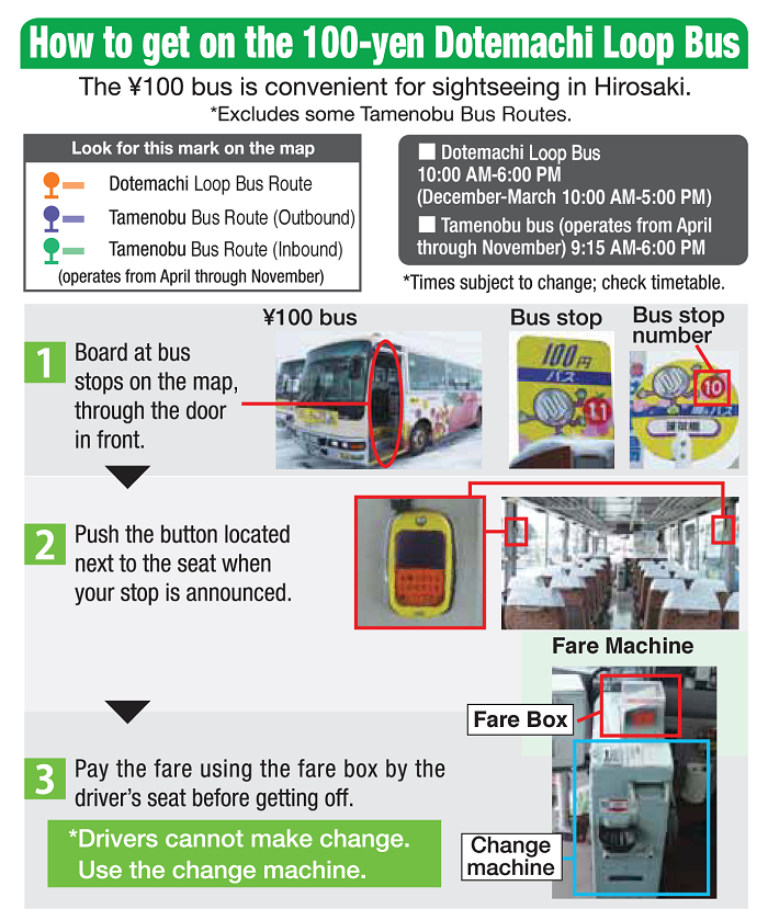 How to get on the 100-yen Dotemachi Loop Bus