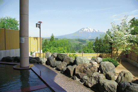 2種類の源泉かけ流し。岩木山を一望できる日帰りOKの天然温泉。